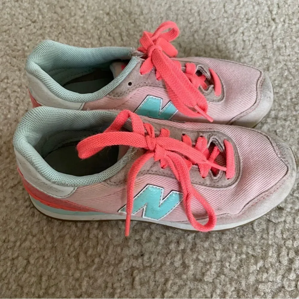 New Balance Girls 515 V1 Lace Up Sneakers in Pink and Aqua Size 13